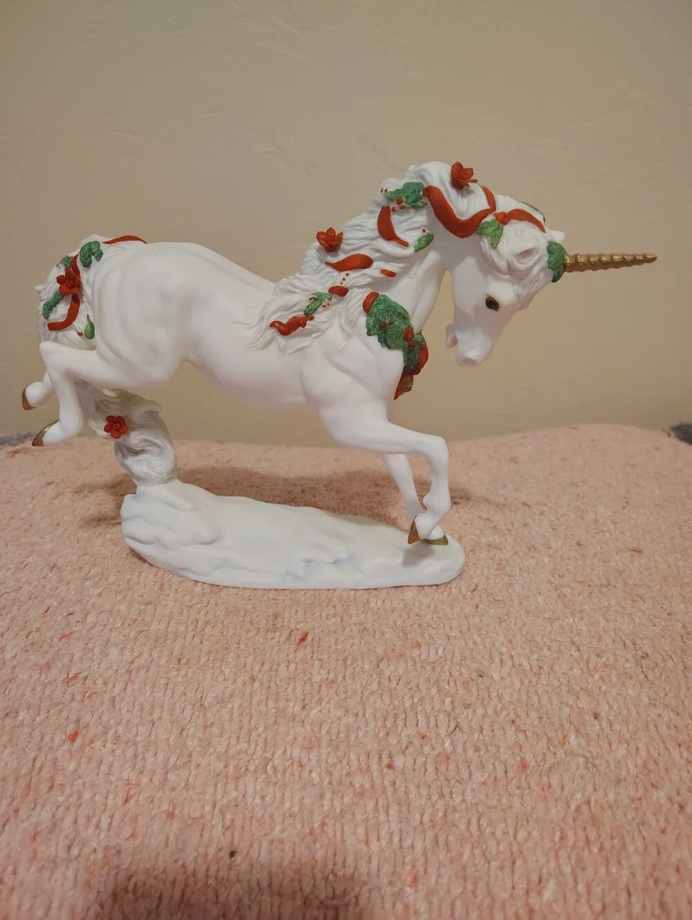 VTG Princeton Gallery Porcelain Unicorn Yuletide Delight 1991 W/COA